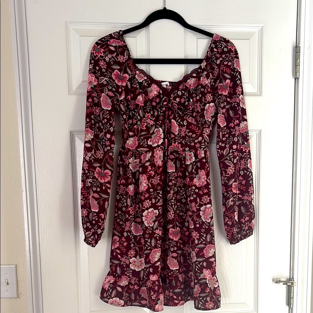 Floral Maroon & Pink Dress